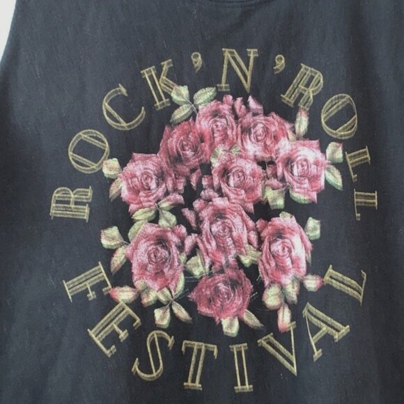 Rock N Roll Festival Sleeveless Graphic Tee By Fifth Sun Black Tank Top - Picture 2 of 6